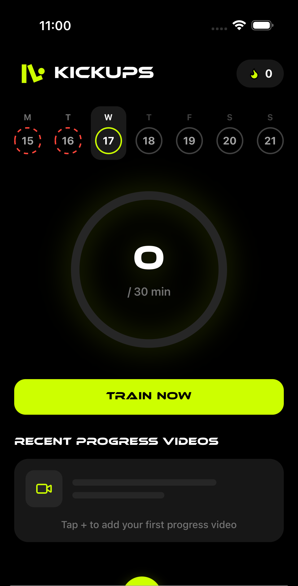 Kick Ups home screen